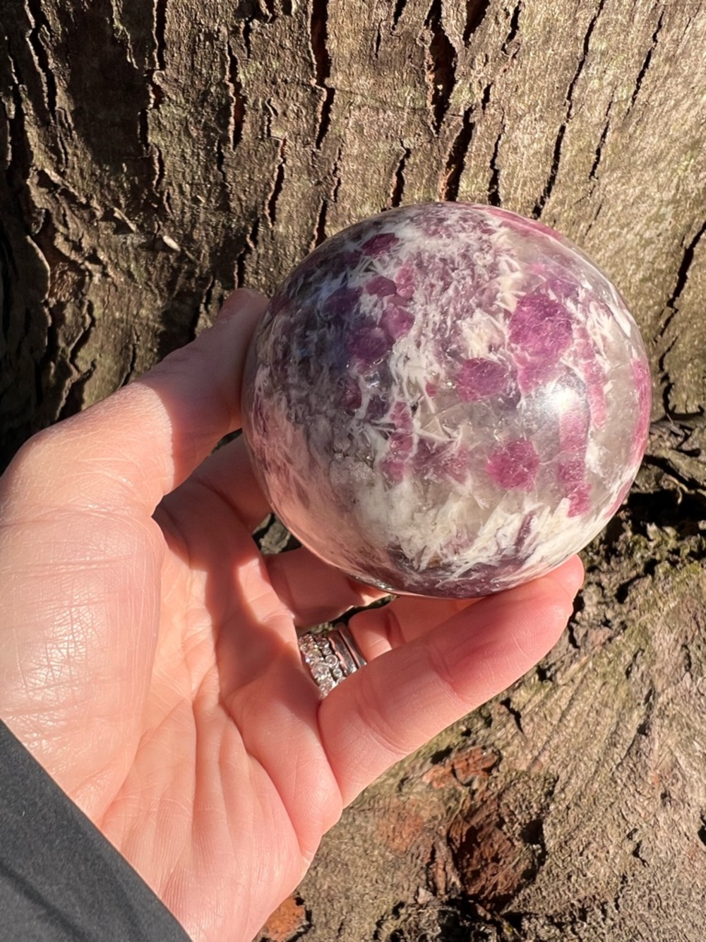Pink (3) tourmaline sphere | crystal